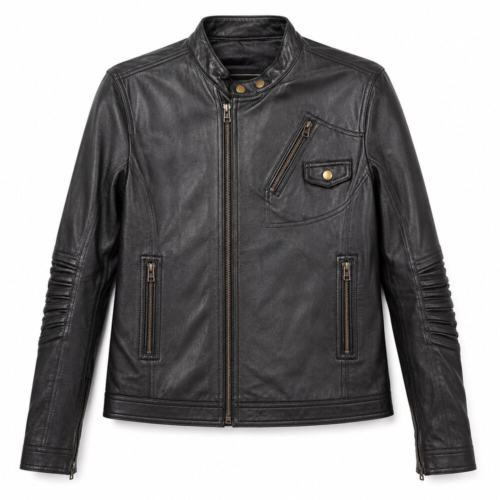 Alpha Industries Women’s Genuine Leather Moto Jacket Black Y2K Biker XL